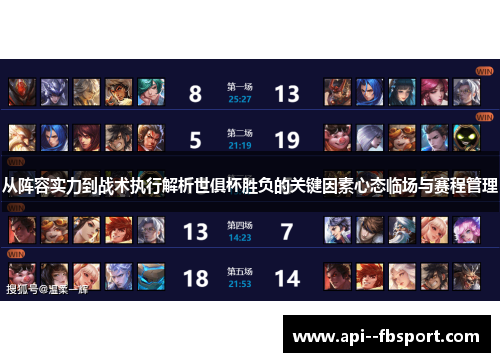 从阵容实力到战术执行解析世俱杯胜负的关键因素心态临场与赛程管理